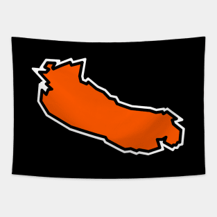 Gabriola Island Outline inTangerine Orange with Black Outline - Gabriola Island Tapestry