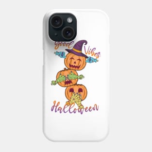 Halloween funny pumpkin head close your eyes, close your mouth Phone Case