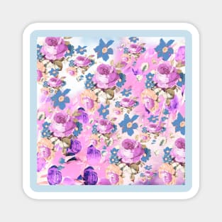 ROSES GIRLY PINK AND PURPLE PATTERN Magnet