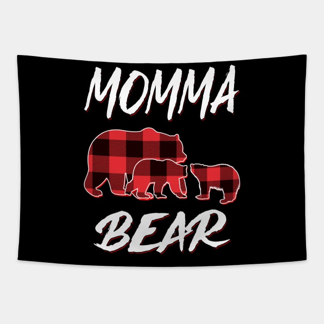 Momma Bear Red Plaid Christmas Pajama Matching Family Gift Tapestry by intelus