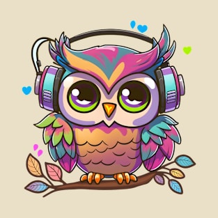 Colorful Musical Pinky Owl Perched on a Tree T-Shirt