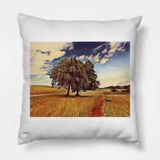 Trees along a footpath in the Swiss countryside Pillow