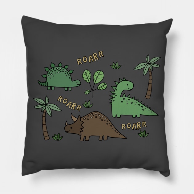 Dinosaur drawing Pillow by valentinahramov