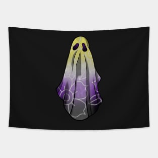 Nonbinary Pride Flowery Ghost Tapestry