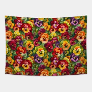 Floral Pansy flower repeating pattern Tapestry