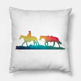 Rainbow cowboy and horse Pillow