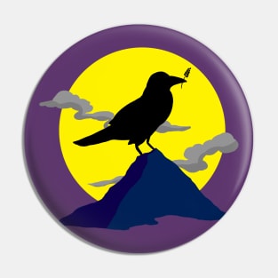 Raven on a full moon night Pin