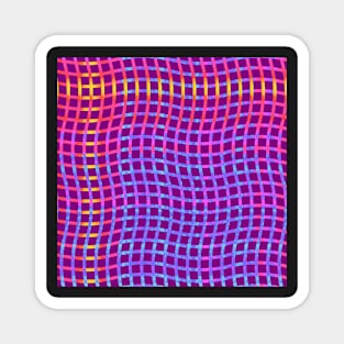 Wavy Plaid Rainbow on Dark Magenta Repeat 5748 Magnet