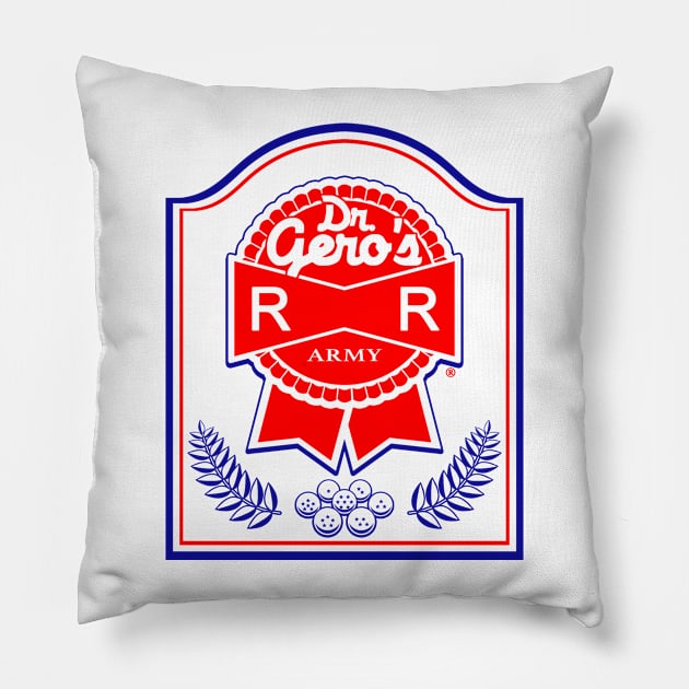 Dr. Gero's Red Ribbon Army Pillow by indiespiv