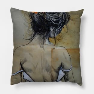 The girl with butterflies in her hair Pillow