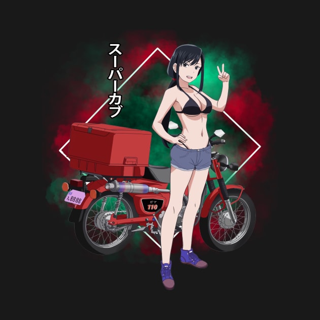 Riding to Discover Super Cub Light Novel Fan Tee Embracing Characters' Inspirational Quests by skeleton sitting chained