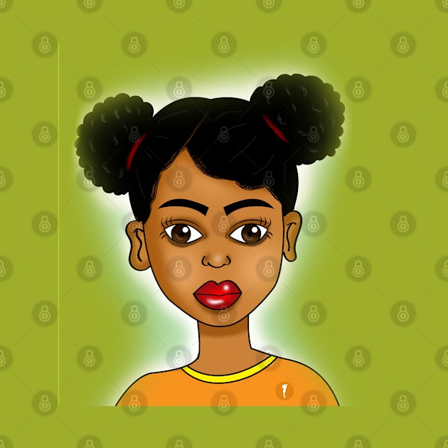 cute black girl digital art by Spinkly Creations 