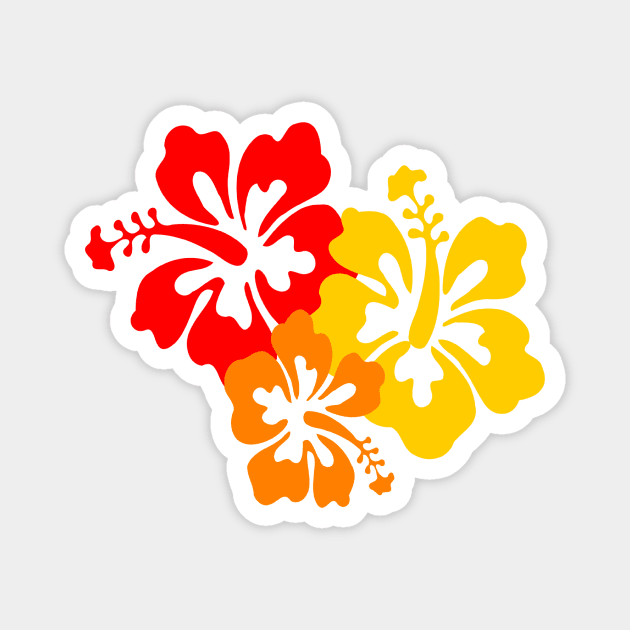 Hibiscus flowers red gold orange tropical Magnet by pickledpossums