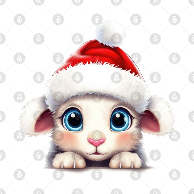 Christmas Peeking Baby Sheep by Chromatic Fusion Studio