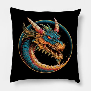 Dragon head circle logo Pillow