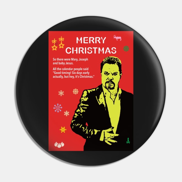 Eddie Izzard Atheist Christmas Pin by DJVYEATES