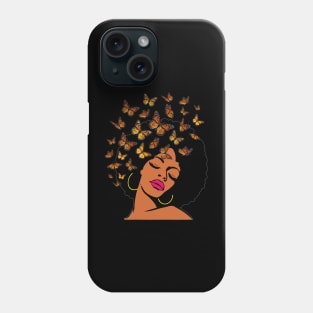 Melanin Afro Black Woman Butterfly African American Women Strong Phone Case