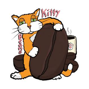 Kitty and coffee beans, a cafe cat for coffee lovers T-Shirt