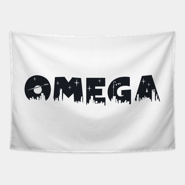 Omega Cityscape Letters Tapestry by Rosemogo