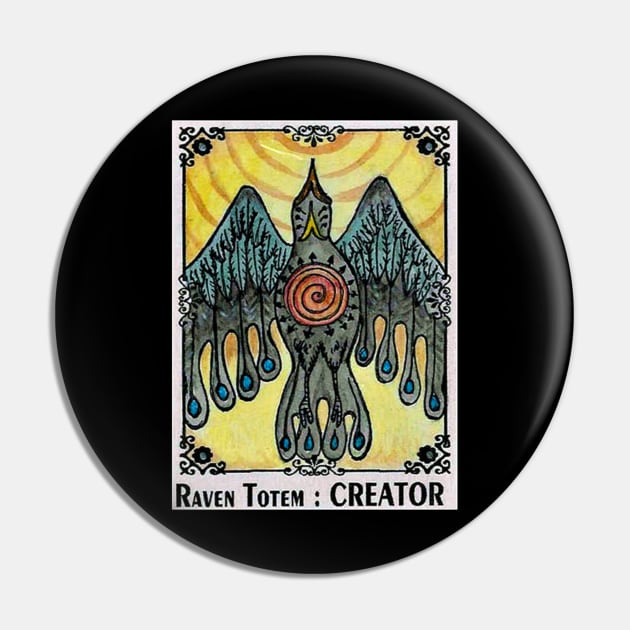 Creator Raven Totem Spirit Guide Pin by ArtisticEnvironments