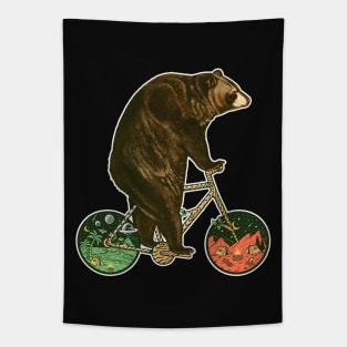 Mountain Biker Bear Tapestry