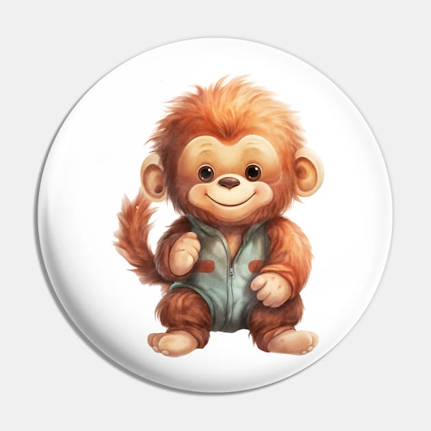 Orangutan Wearing Pajamas Pin by Chromatic Fusion Studio