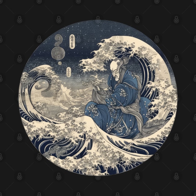 Great wave warrior fighting by TeePulseMania