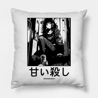 Japanese Goth Stylish Anime Girl Manga Aesthetic Streetwear Pillow