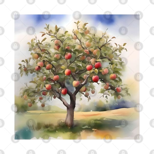 Apple Tree Day - January 6 - Watercolor & Pen by Oldetimemercan