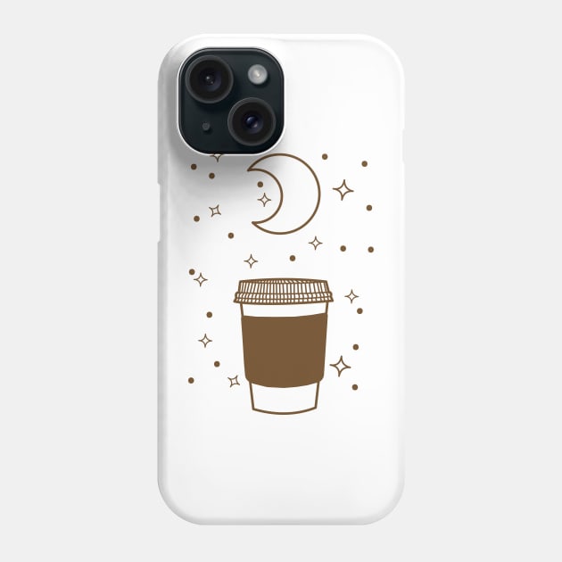 cute coffee night lineart Phone Case by ArtStopCreative