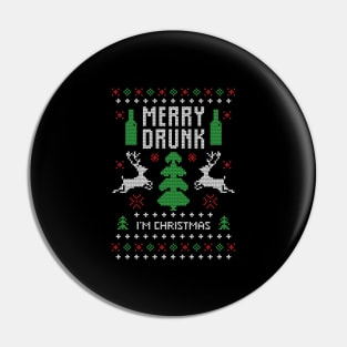 Merry Christmas Merry Drunk Im Santa Xmas Gift Ugly Pin