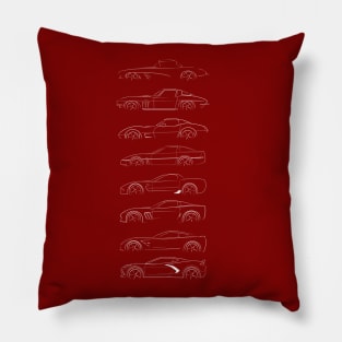 Evolution of the Corvette - profile stencil, white Pillow