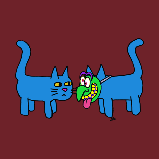 two cats and a mask by wolfmanjaq