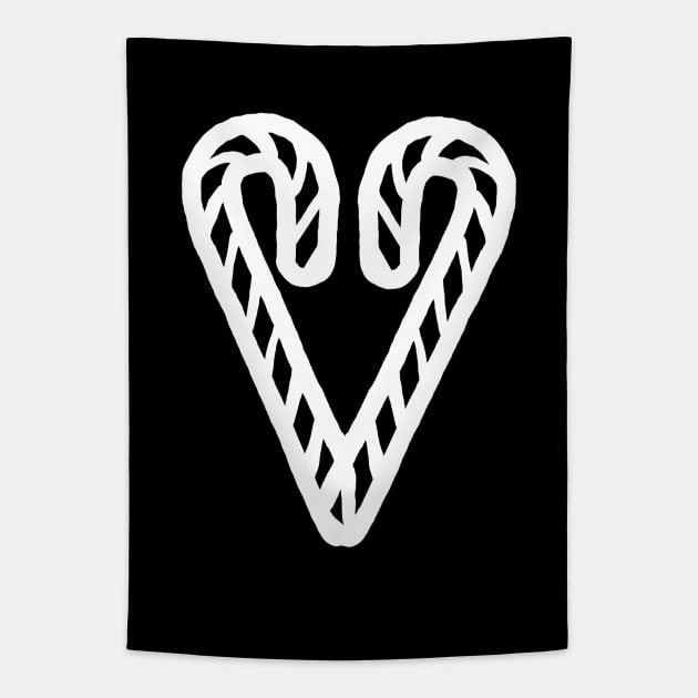 White Line Christmas Heart of Candy Tapestry by ellenhenryart