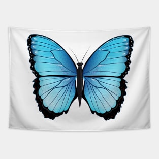 blue butterfly hand drawn and colored Tapestry