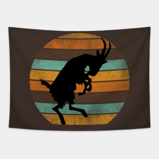 Billy Goat Silhouette Retro Sunset Tapestry