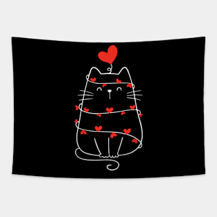 Funny Heart Cat Valentine_s Day Heart Cat Lover Valentine Tapestry