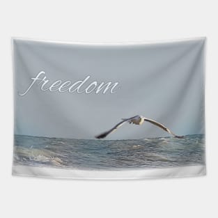 Freedom. Seagull flies over the sea Tapestry