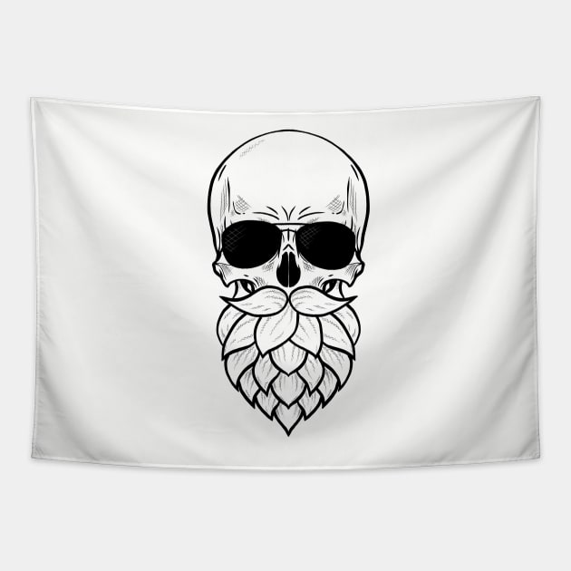 Hop Bearded Skull Tapestry by LenasScribbles