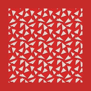 Paper Planes Pattern | White Red T-Shirt