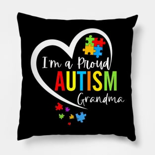 I'm A Proud Autism Grandma Heart Autism Awareness Puzzle Pillow