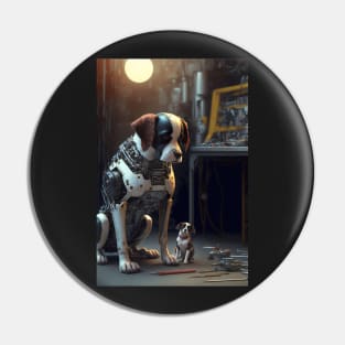 Cyborg Dog getting repaired in a shop Pin