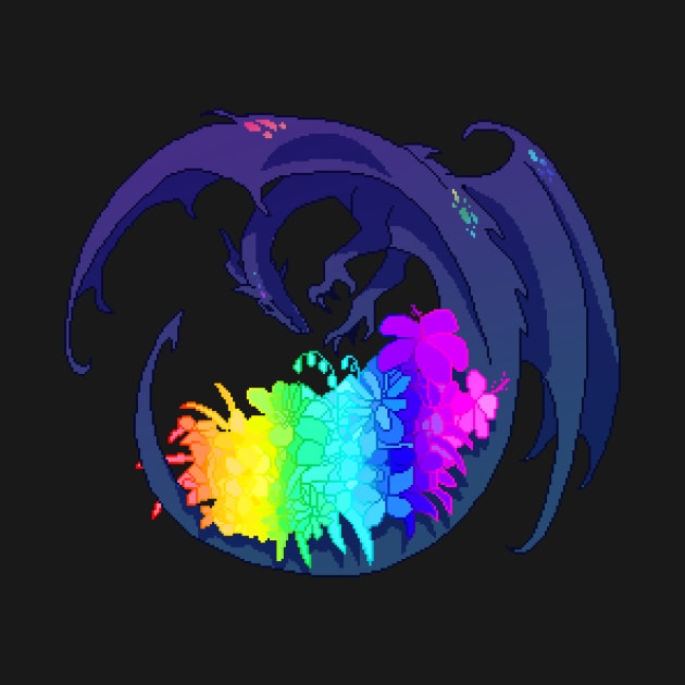 Pride Flag Flower Dragon by Oceanic Scribbles