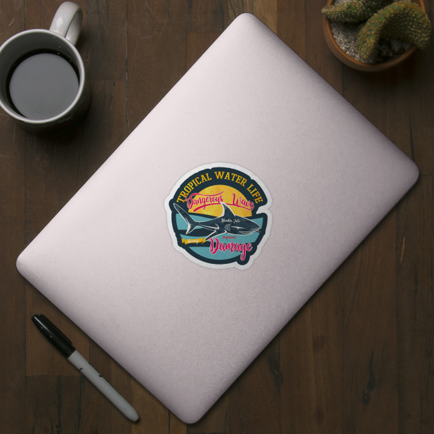 Wild Shark Illustration Typography - Shark Lover - Sticker