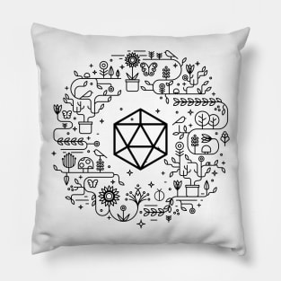 Minimalist Druid Polyhedral D20 Dice Tabletop Roleplaying RPG Gaming Addict Pillow