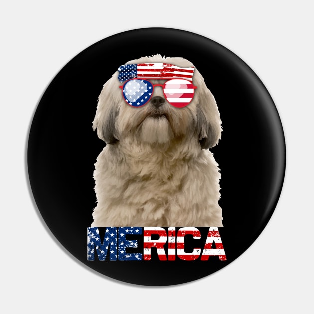 Merica Shih Tzu Dog American Flag 4Th Of July Pin by jrgenbode