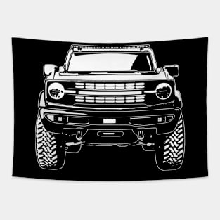 White Bronco 4x4 Sketch Art Tapestry