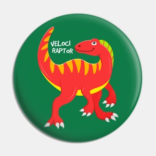 Velociraptor Dino Boys Girls Red Dinosaur Pin