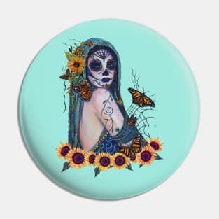 Day of the dead with sunflowers by Renee Lavoie Pin