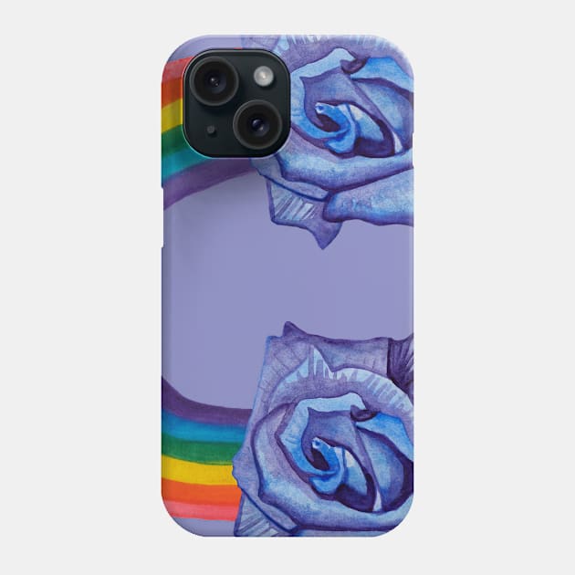 Violet rose with rainbow and clouds Phone Case by deadblackpony